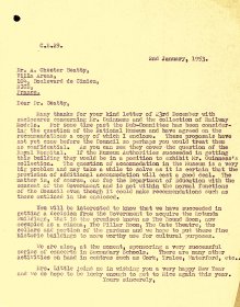 Letter from Arts Council Director, P.J. Little to A Chester Beatty